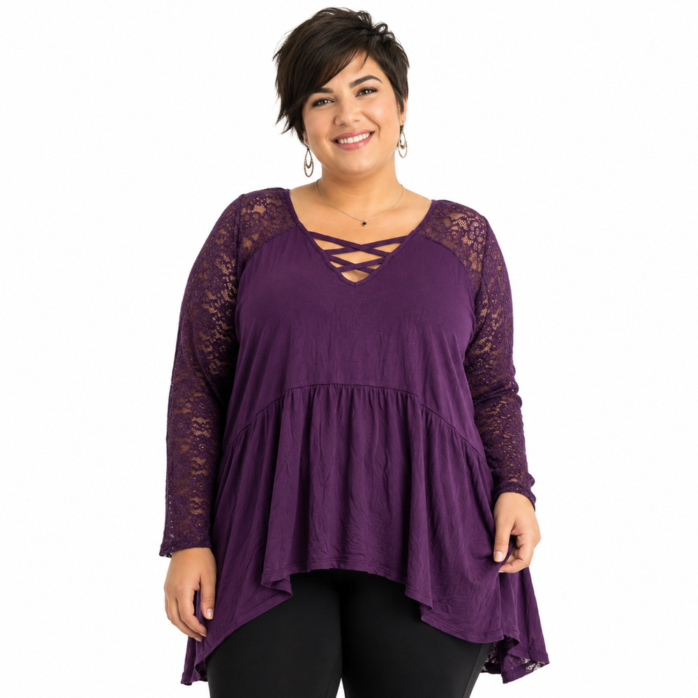Torrid Whimsigoth Super Soft Lace Sheer Sleeves High Low Babydoll Top Lattice 2X